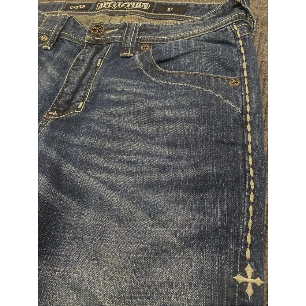 Affliction Jeans Men's Blue Premium Cooper Distressed Denim  Size 33x26